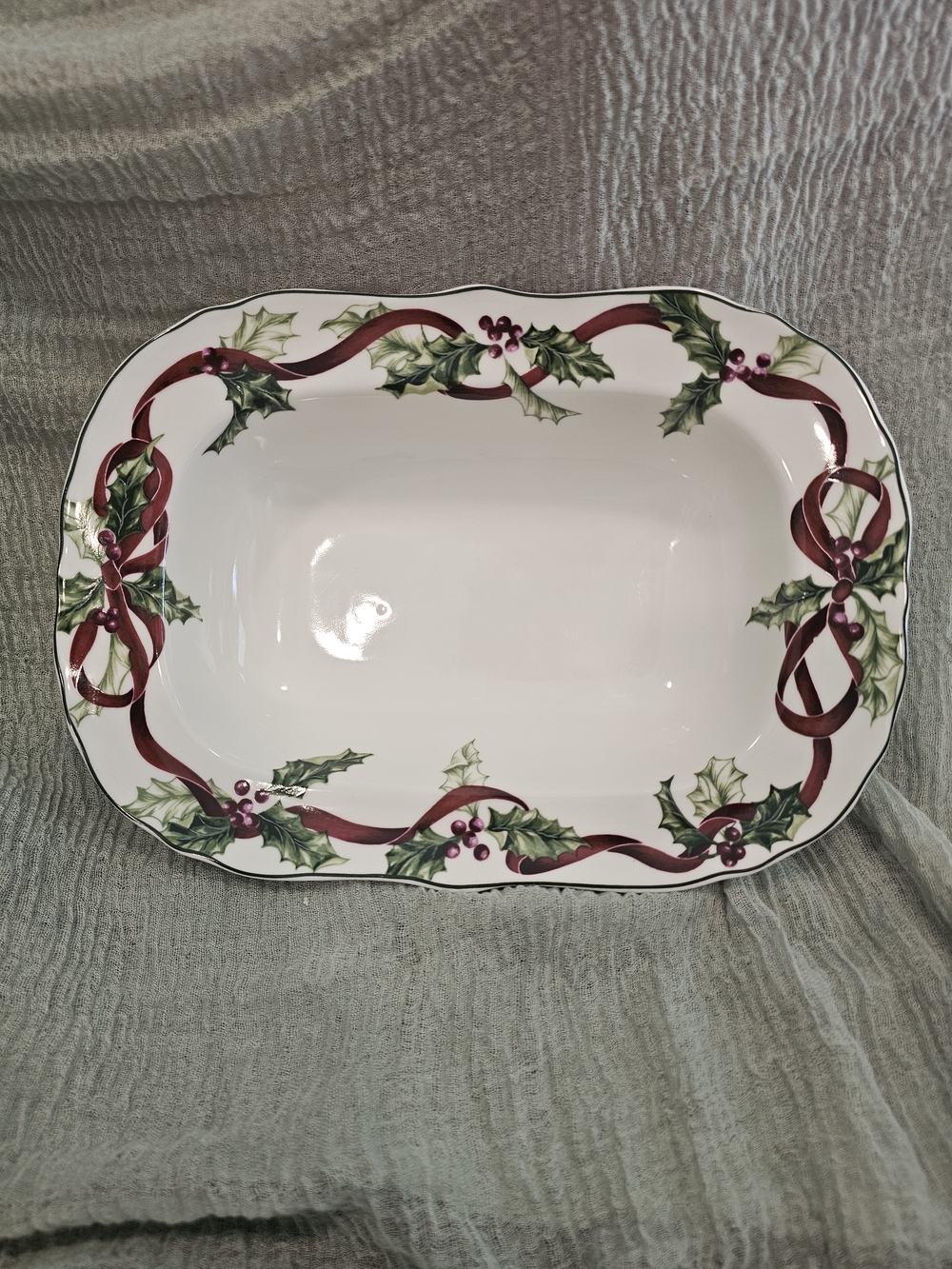 Charter Club Winter Garland Rectangular Ceramic Platter